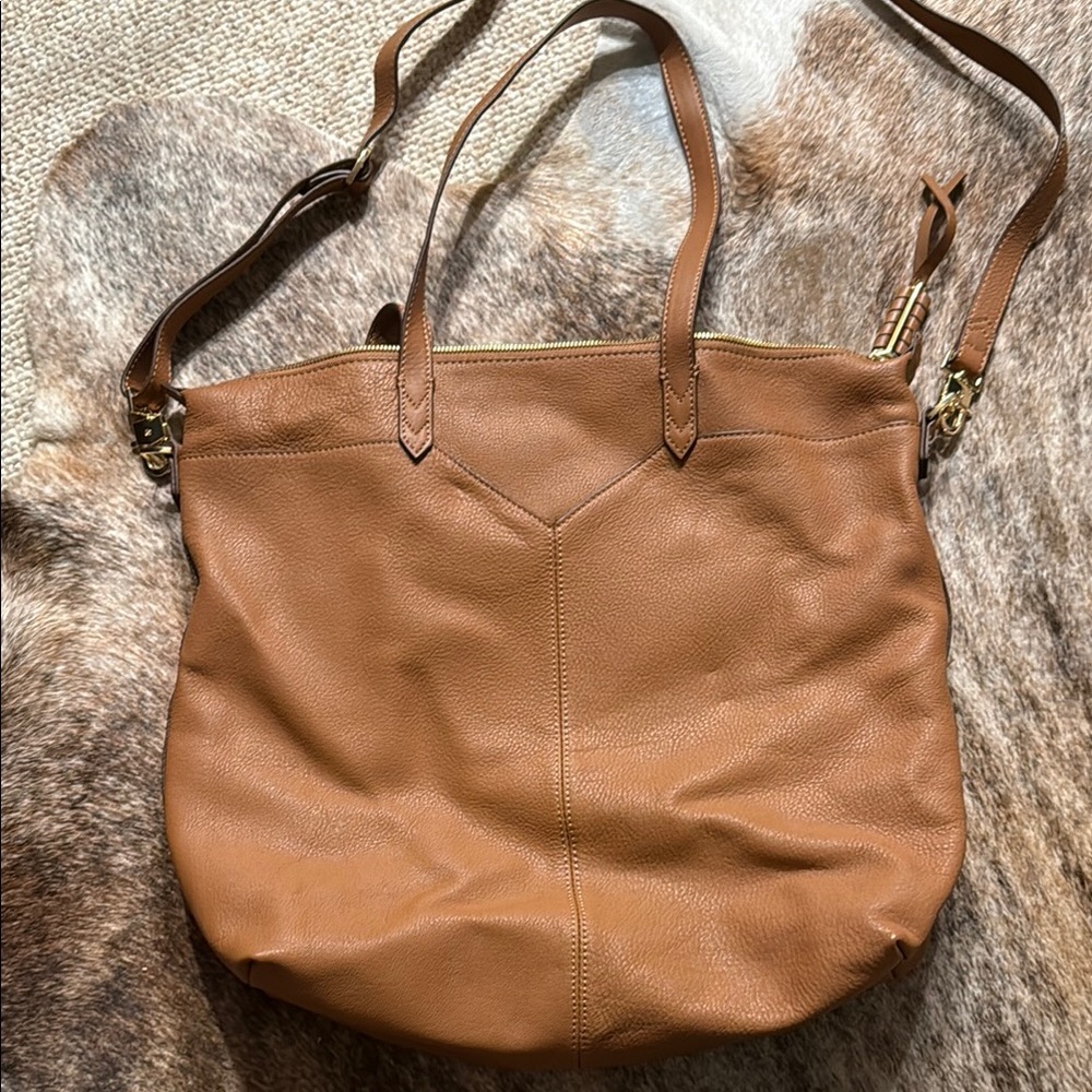 Covet Tan Leather Tote Bag